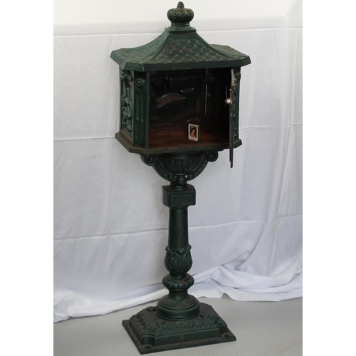 142 - Antique Cast Iron Mail Box, Original Color,  Mint Condition, 44'' Inches Tall