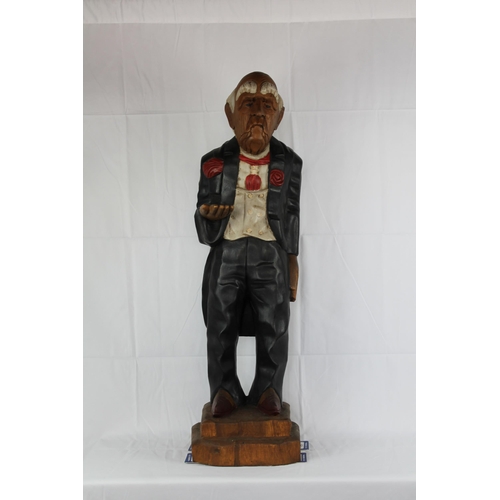 146 - Hand carved Wooden Butler Shop Display, Very Large and Heavy, Mint Condition, 41'' Inches tall