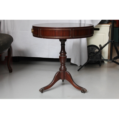 163 - Vintage Victorian Circular Wine Table, Mahogany, Two Drawers, 22.5'' Inches Tall, 20'' Inches Diamet... 