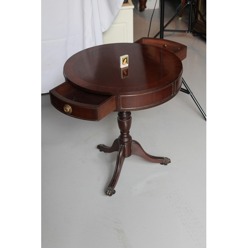 163 - Vintage Victorian Circular Wine Table, Mahogany, Two Drawers, 22.5'' Inches Tall, 20'' Inches Diamet... 