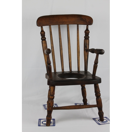 172 - Antique Wooden Childs Chair, Seat h. 10'', ( 26'' Tall ) , 12'' x 8'' Inches