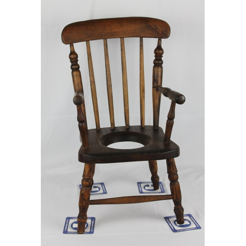 172 - Antique Wooden Childs Chair, Seat h. 10'', ( 26'' Tall ) , 12'' x 8'' Inches