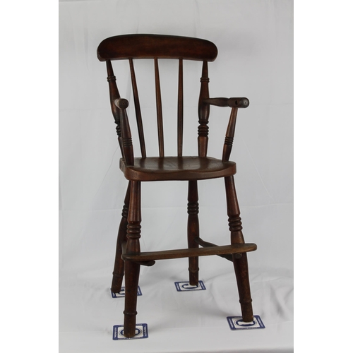 174 - 19th. Century Wooden High Chair, Seat h. 18'', (32'' Tall ), 13'' x 12'' Inches