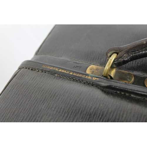 182 - Antique Victorian Leather Vanity Case, Large, Mint Condition, Vintage Black Leather, 10'' Tall, 
 ( ... 