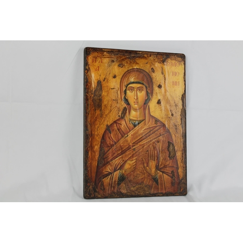 187 - Religious Icon On Wooden Board, 11.5'' x 15.5'' Inches