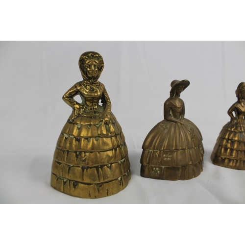 195 - Four Vintage Brass Bells, 5''tall