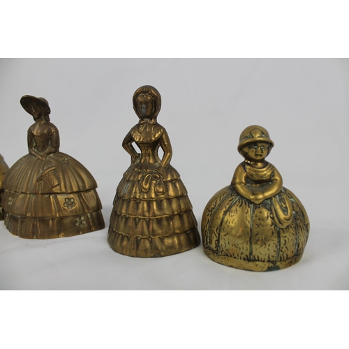 195 - Four Vintage Brass Bells, 5''tall