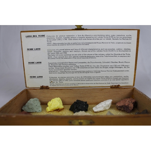 207 - Vintage Collection of a Lava and Minerals Stones in a Wooden Box, 7.5'' x 4'' Inches