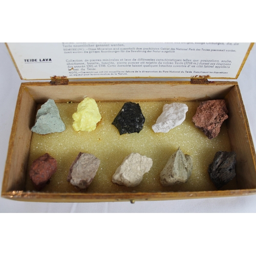 207 - Vintage Collection of a Lava and Minerals Stones in a Wooden Box, 7.5'' x 4'' Inches