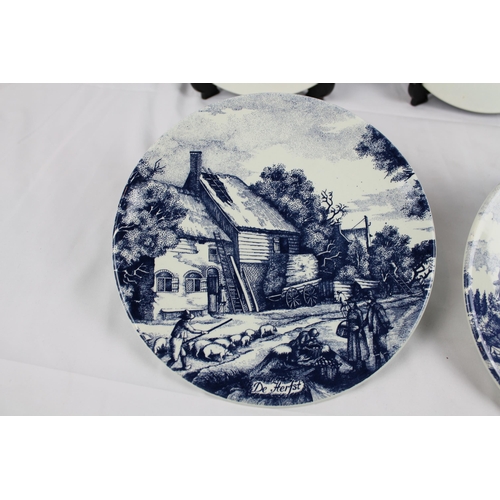 210 - Delft Blauw Wall Plates by Chemkefa, The Four Seasons, Mint Condition,  size 9'' Inches in Diameter