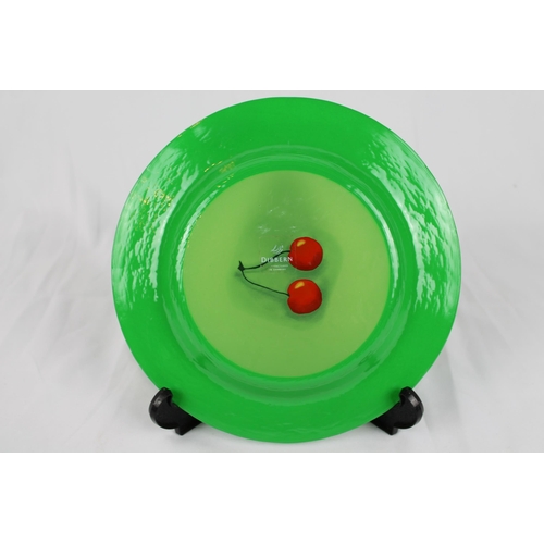 222 - Dibberd Kristina, Green Hand Painted Glass Plate 8.25'' Inches Diameter,