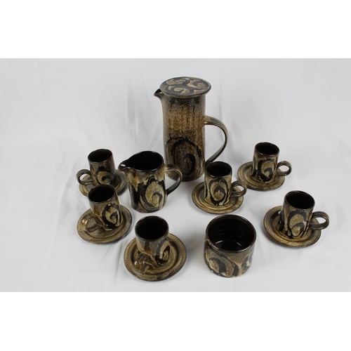 224 - Woburn Pottery Coffee Set, Mint Condition, coffee pot is 8.5'' inches tall, 9 pieces in total