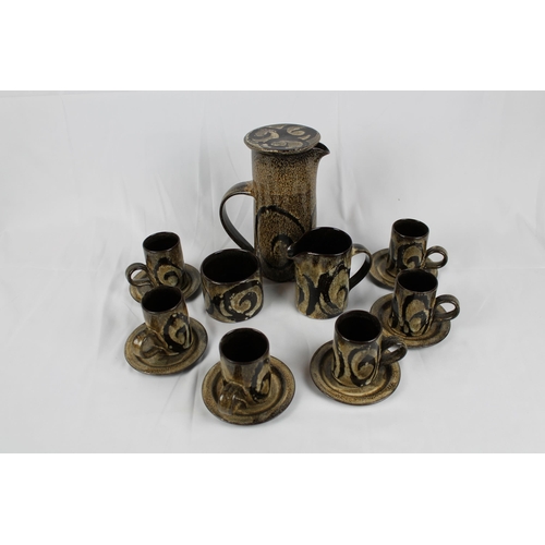 224 - Woburn Pottery Coffee Set, Mint Condition, coffee pot is 8.5'' inches tall, 9 pieces in total