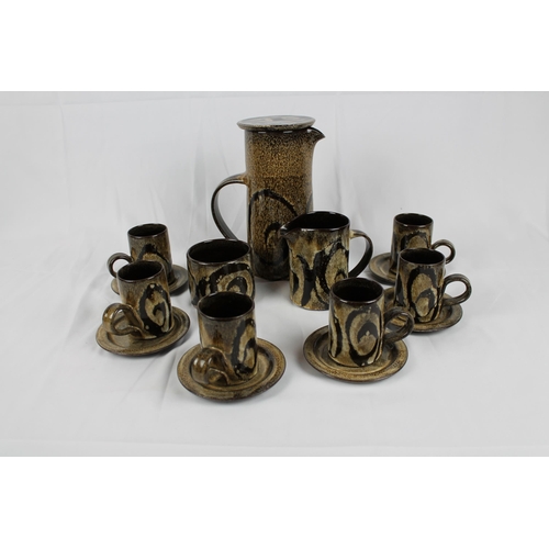 224 - Woburn Pottery Coffee Set, Mint Condition, coffee pot is 8.5'' inches tall, 9 pieces in total