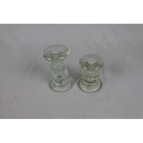 226 - Vintage Set of 2 Glass Candlesticks Design by Staffan Gellerstedt 1960s, 5'' and 3.5 '' inches tall,... 