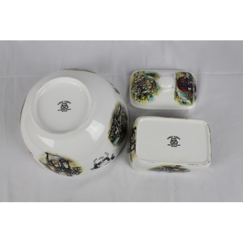 231 - Lane Farm China Staffordshire Bowl and a Butter  Dish, Bowl diameter is 9'' inches ( 23cm )