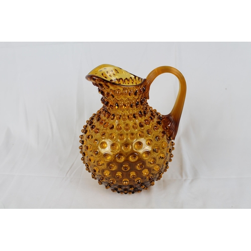 241 - Vintage Large Bohemian Amber Glass Jug , Mint Condition 9'' inches tall, ( 23cm )