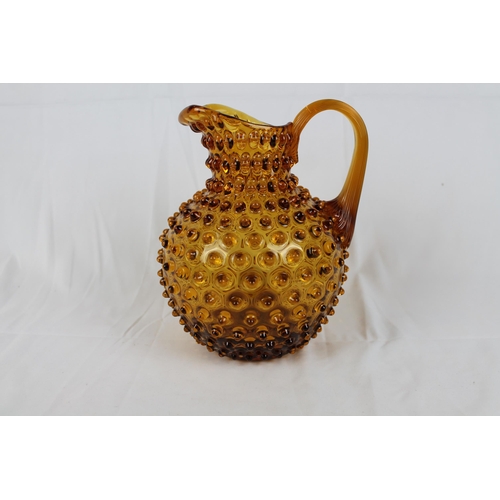 241 - Vintage Large Bohemian Amber Glass Jug , Mint Condition 9'' inches tall, ( 23cm )