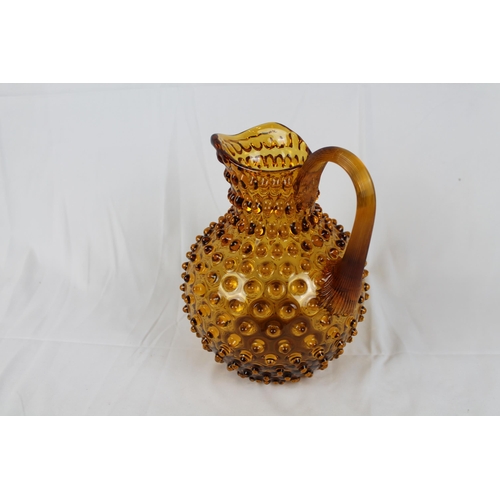 241 - Vintage Large Bohemian Amber Glass Jug , Mint Condition 9'' inches tall, ( 23cm )