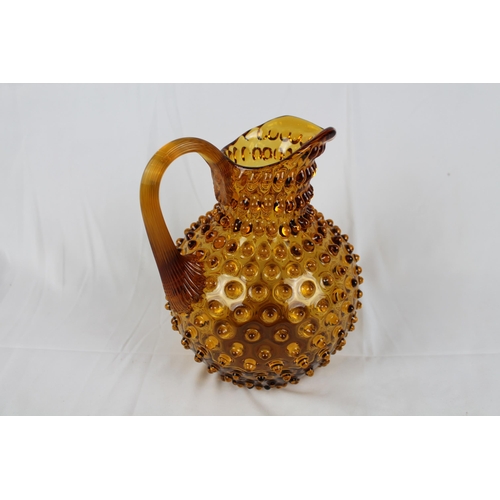 241 - Vintage Large Bohemian Amber Glass Jug , Mint Condition 9'' inches tall, ( 23cm )