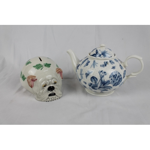 246 - Vintage Italian Ceramic Dog Moneybox, 6'' inches diameter ( 15cm), wita a Porcelain Tea Pot