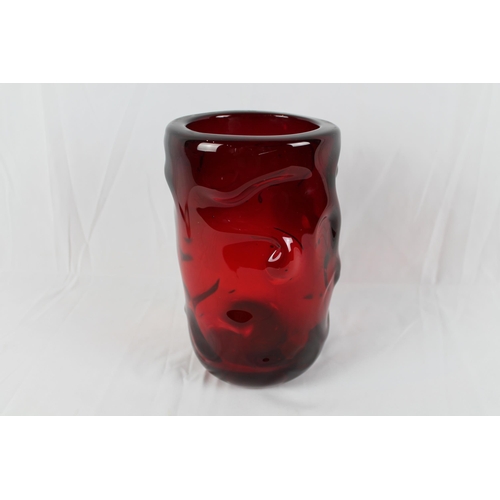 269 - Vintage Whitefriars Glass Ruby Red ''Knobbly'' Vase, Mid Century, Mint Condition, 10'' inches tall, ... 