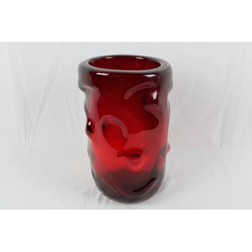 269 - Vintage Whitefriars Glass Ruby Red ''Knobbly'' Vase, Mid Century, Mint Condition, 10'' inches tall, ... 