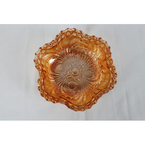 272 - Vintage Imperial Carnival Glass Grape Marigold Ruffled Bowl 5 1/2 Inches Diameter, 14cm