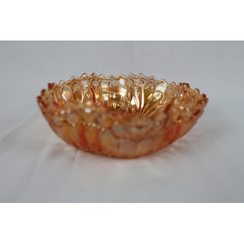 272 - Vintage Imperial Carnival Glass Grape Marigold Ruffled Bowl 5 1/2 Inches Diameter, 14cm