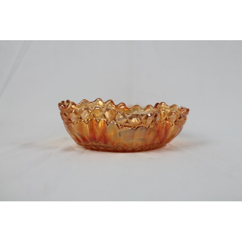 272 - Vintage Imperial Carnival Glass Grape Marigold Ruffled Bowl 5 1/2 Inches Diameter, 14cm