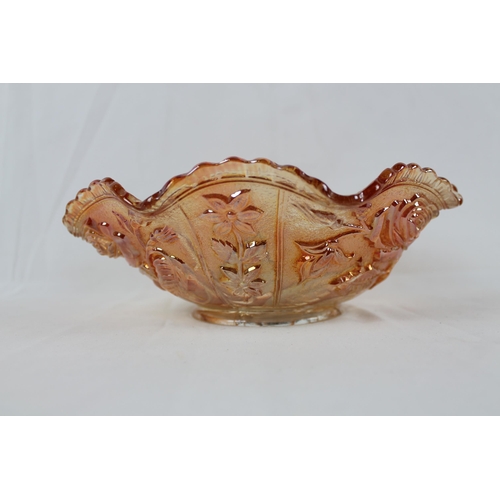 273 - Vintage Imperial Glass Open Rose Marigold Carnival Glass Bowl 9'' inches diameter, 13cm