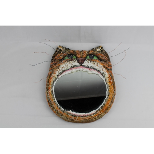 301 - Hand Made Cat Mirror 11'' x 13 1/2 '' inches