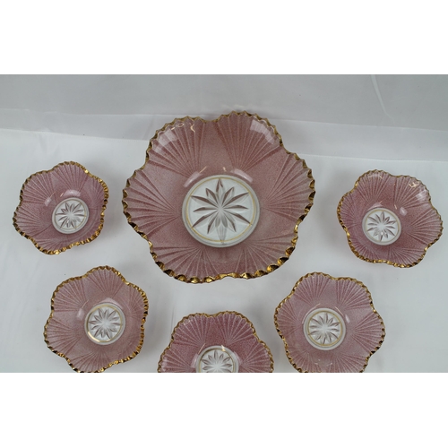54 - Heavy Pink Glass Set of Bowls, 10'' inches in diameter, ( 25.5cm) ,, small bowl is 5.5'' inches in d... 