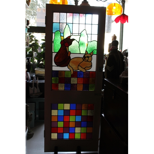 452 - Vintage Stained Glass Glazed Front Door, 1982mm x 761mm x 44mm