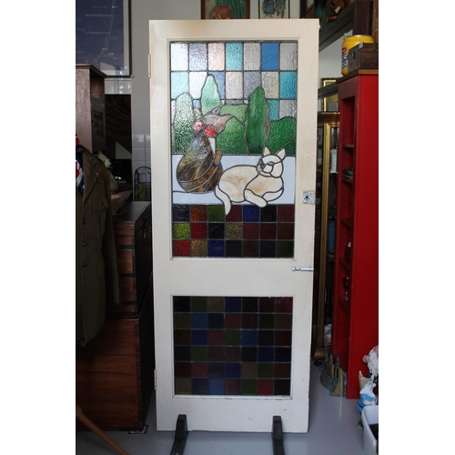 452 - Vintage Stained Glass Glazed Front Door, 1982mm x 761mm x 44mm
