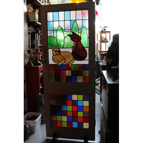 452 - Vintage Stained Glass Glazed Front Door, 1982mm x 761mm x 44mm