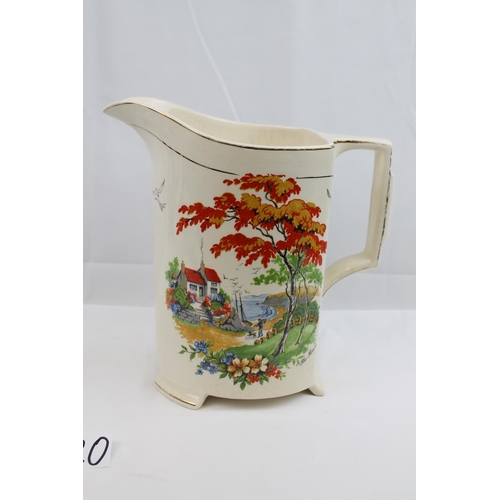 11 - Antique Bristol Dorland Shape Pountney & Co. Ltd. Great Britain Large Jug, 10'' inches tall ( 26cm)