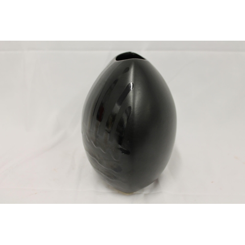 25 - MWT Poole Art Pottery England, Vogue Black Satin & Silk Modernist Purse Vase, 8'' inches tall (20cm)