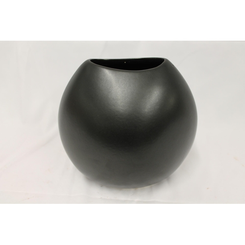 25 - MWT Poole Art Pottery England, Vogue Black Satin & Silk Modernist Purse Vase, 8'' inches tall (20cm)