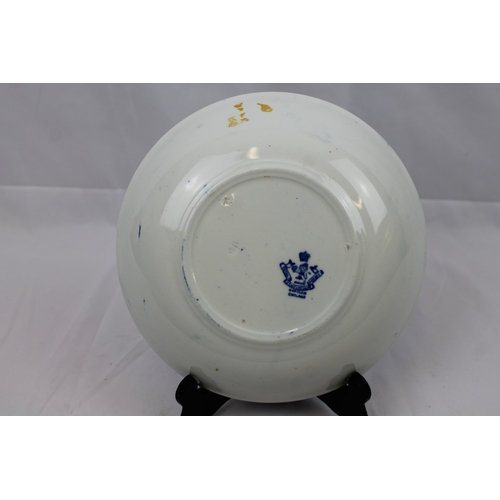 27 - Royal Staffordshire Burslem Yedoo Bowl, Blue Oriental Scene , 8 and 1/2'' inches in diameter ( 21.6c... 