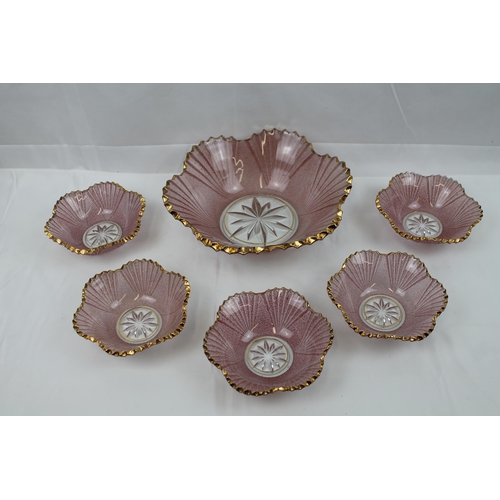 36 - Heavy Pink Glass Set of Bowls, 10'' inches in diameter, ( 25.5cm) ,, small bowl is 5.5'' inches in d... 