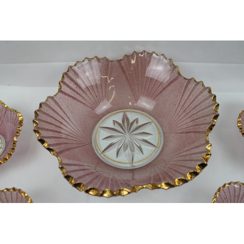 36 - Heavy Pink Glass Set of Bowls, 10'' inches in diameter, ( 25.5cm) ,, small bowl is 5.5'' inches in d... 