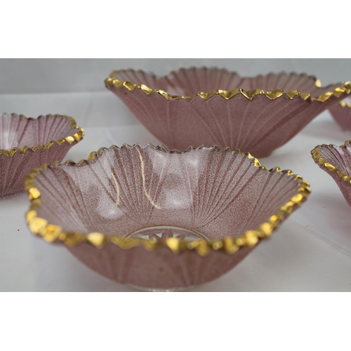 36 - Heavy Pink Glass Set of Bowls, 10'' inches in diameter, ( 25.5cm) ,, small bowl is 5.5'' inches in d... 