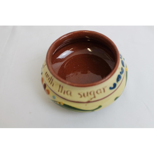 43 - Vintage Longpark Torquay Motto Ware Sugar Bowl ( Scandy ''be Aisy With Tha Sugar'' ) Mint Condition ... 