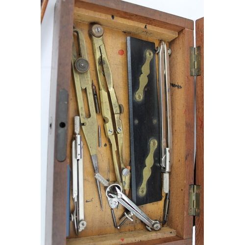 57 - Vintage Military Set of Drawing Instruments in a Wooden Box