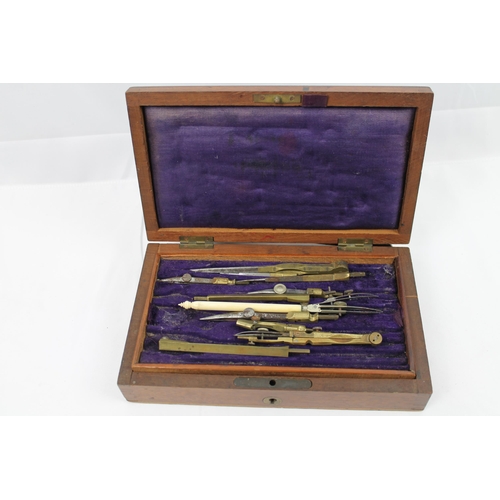 57 - Vintage Military Set of Drawing Instruments in a Wooden Box