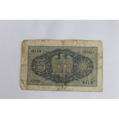 16 - 1939 Italy 5 Lire Bank Note