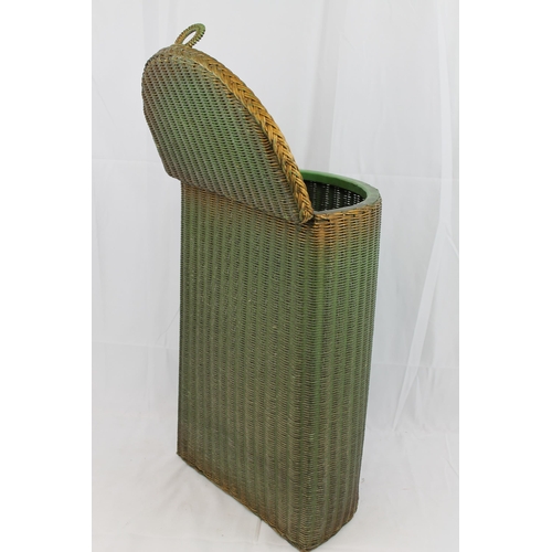 44 - Lloyd Loom Green and Gold Laundry Basket , 52 cm tall, 32 x 21 cm