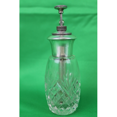 54 - Antique Etched Crystal Perfume Silver topped atomiser with a Birmingham Hallmark 1947, Perfect Worki... 