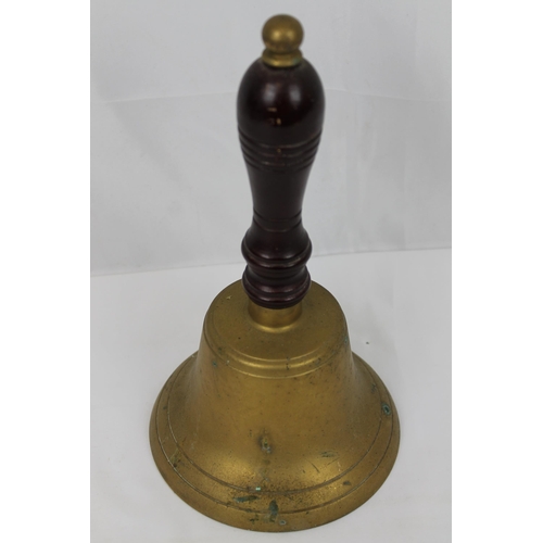 89 - Vintage Large Brass School Bell , 27 cm tall